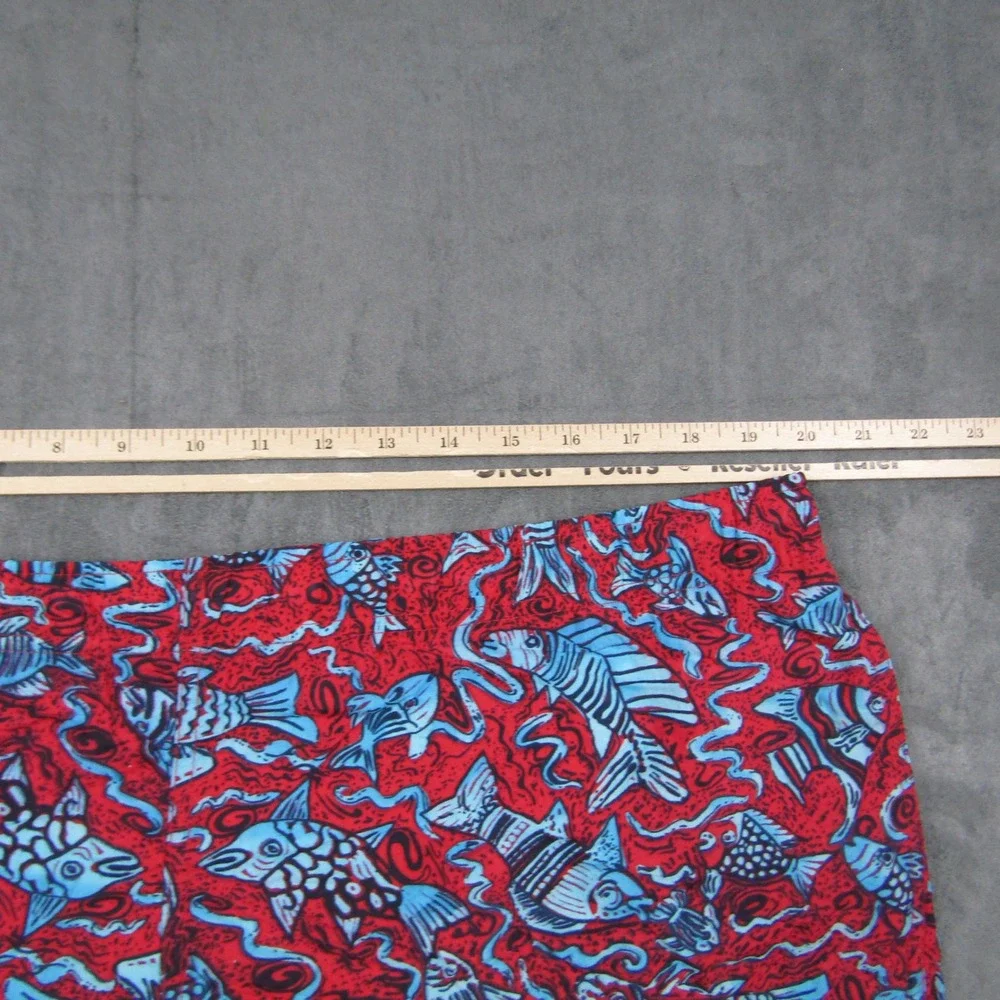 Maui and Sons Swim Trunks Men XL Red Blue Fish Print Mesh Lined Board Shorts